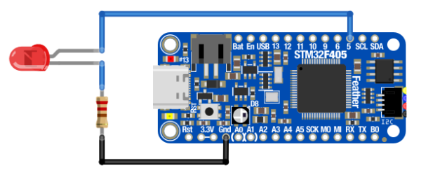 Feather STM32F405 Express + LED